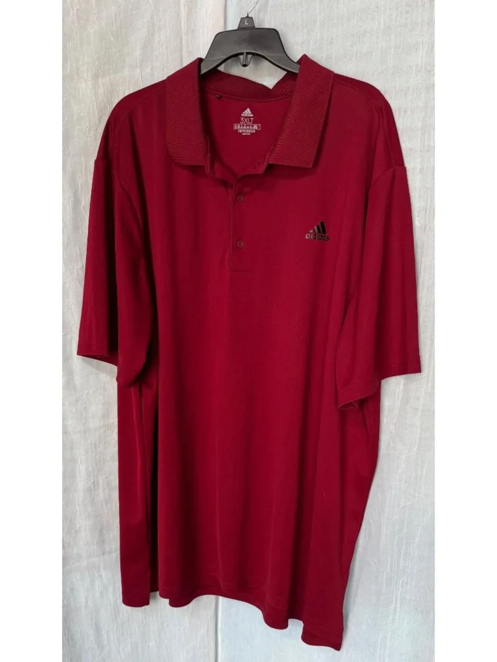 Adidas Polo Shirt Mens Large crimson Red Adi-Perform Short Sleeve Athletic Golf